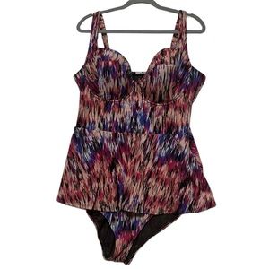 Torrid Mirage Print Peplum Patterned Flounce One Piece Bathing Suit Size 3X